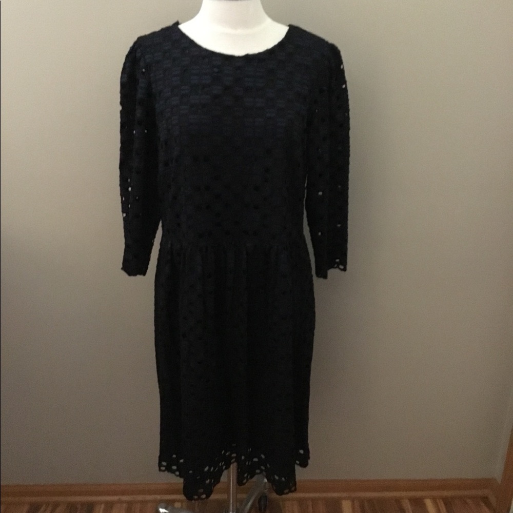 Ann Taylor Black & Navy Blue Lace Cocktail Dress